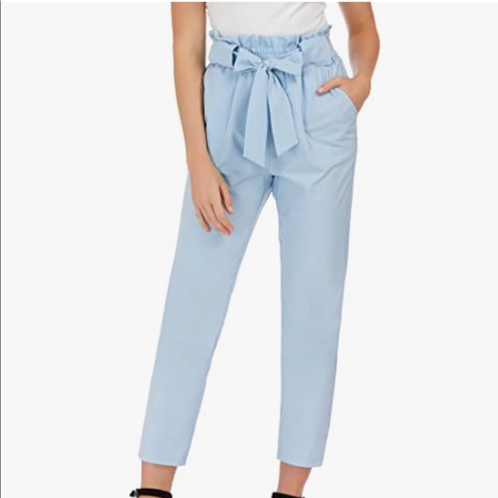 NWT Cropped paper bag tie waist pants
